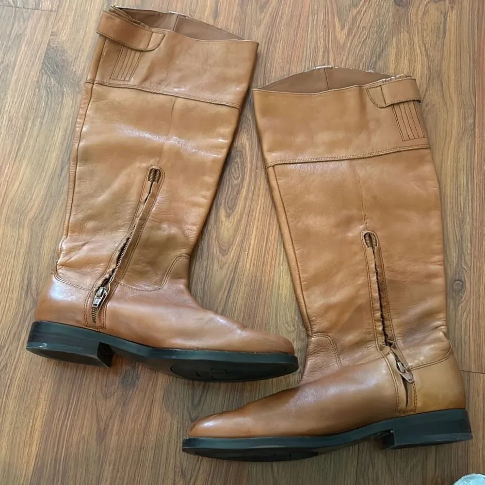 Ralph Lauren Tan Brown Jenessa Leather boots size 6 riding boots
